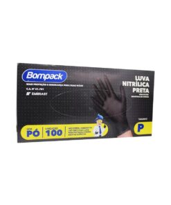 LUVA BOMPACK NITRILICA PRETA P C/100