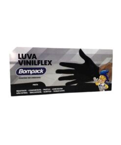 LUVA DESC VINIFLEX P PRETA BOMPACK 100UN