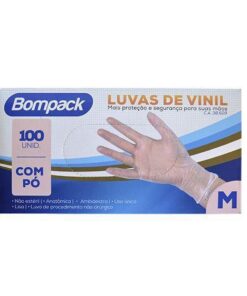 LUVA DESC VINIL M BOMPACK 100UN