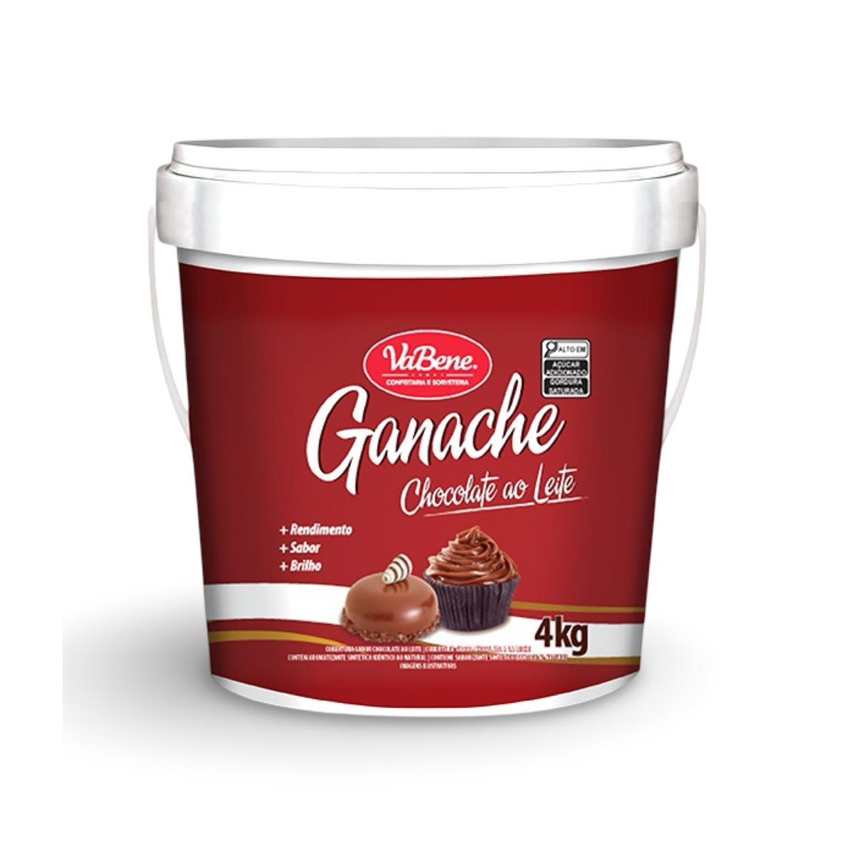 GANACHE CHOCO AO LEITE VABENE 4X4KG